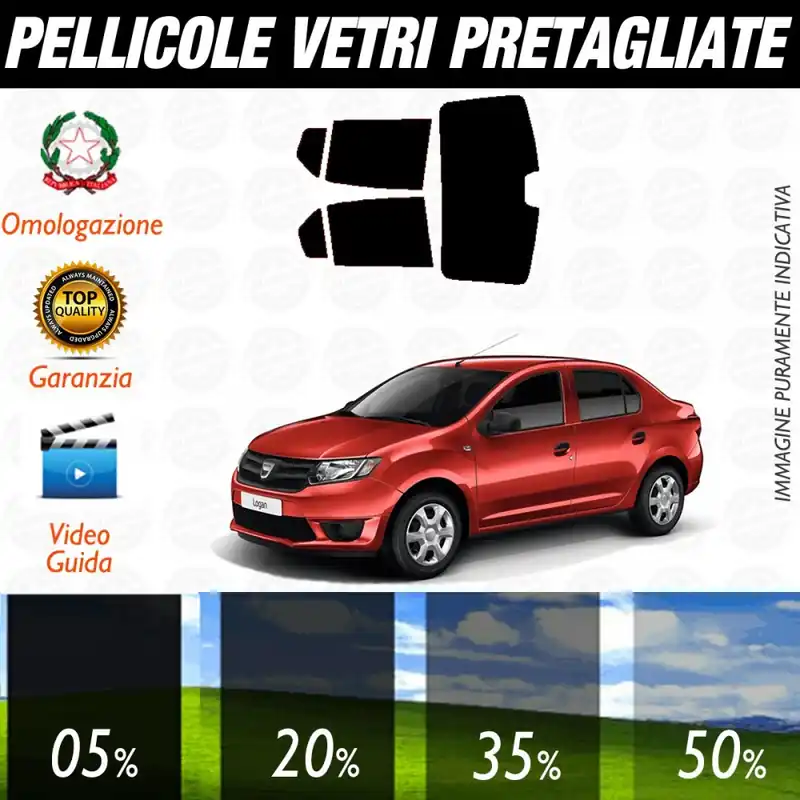 Novità Dacia Logan 4P dal 2013 ad OGGI Pellicole Oscuramento Vetri Posteriori Auto Pre Tagliate a Misura