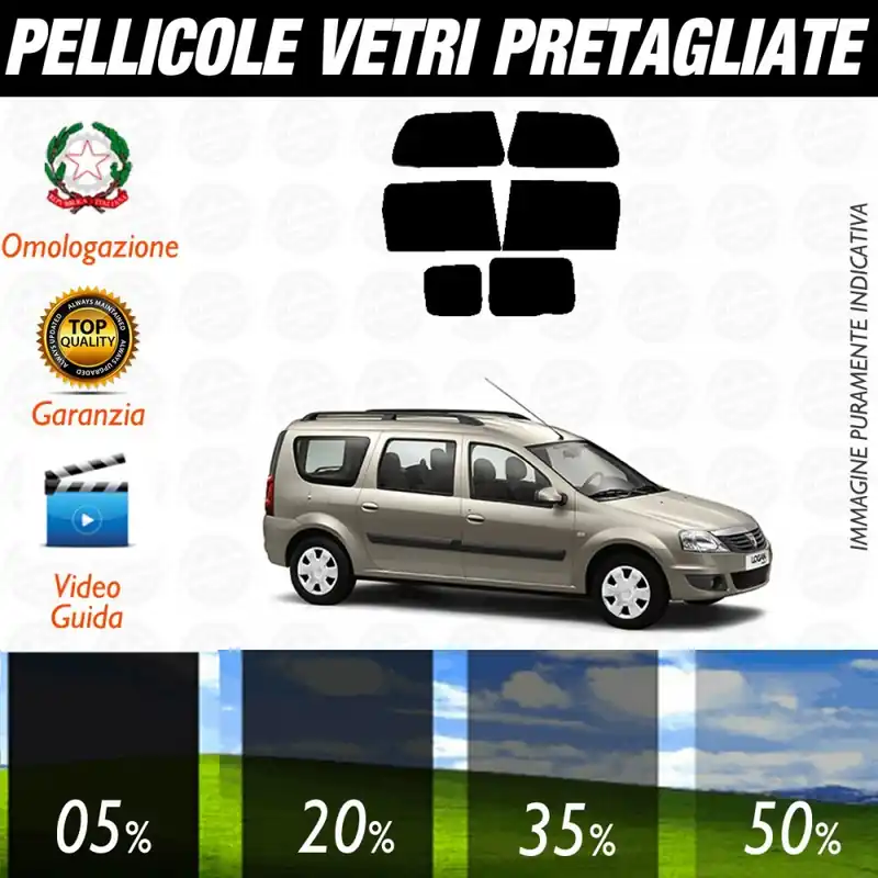Dacia Logan Break Sw dal 2007 al 2009 Pellicole Oscuramento Vetri Posteriori Auto Pre Tagliate a Misura Esclusivo