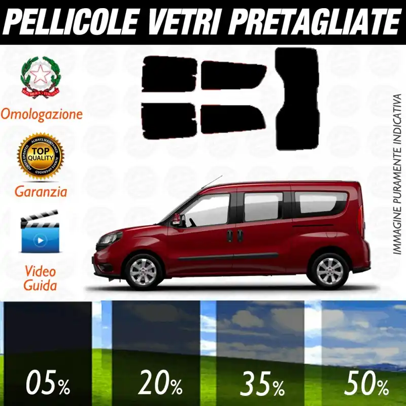 Prezzo Conveniente Fiat Doblò Maxi dal 2010 ad OGGI VETRI FISSI Pellicole Oscuramento Vetri Posteriori Auto Pre Tagliate a Misura Plotter