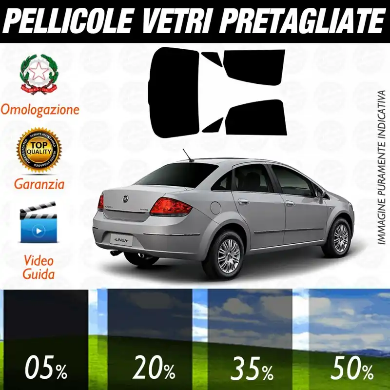 Soddisfatti O Rimborsati Fiat Linea dal 2009 ad OGGI Pellicole Oscuramento Vetri Posteriori Auto Pre Tagliate a Misura Plotter
