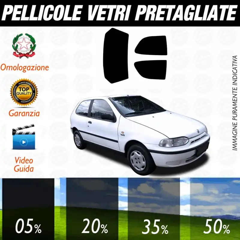 Fiat Palio 3P dal 2000 al 2005 Pellicole Oscuramento Vetri Posteriori Auto Pre Tagliate a Misura Plotter A Buon Prezzo