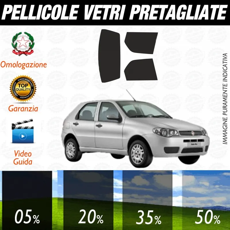 Fiat Palio 5P dal 1996 al 2009 Pellicole Oscuramento Vetri Posteriori Auto Pre Tagliate a Misura Plotter Consegna Rapida