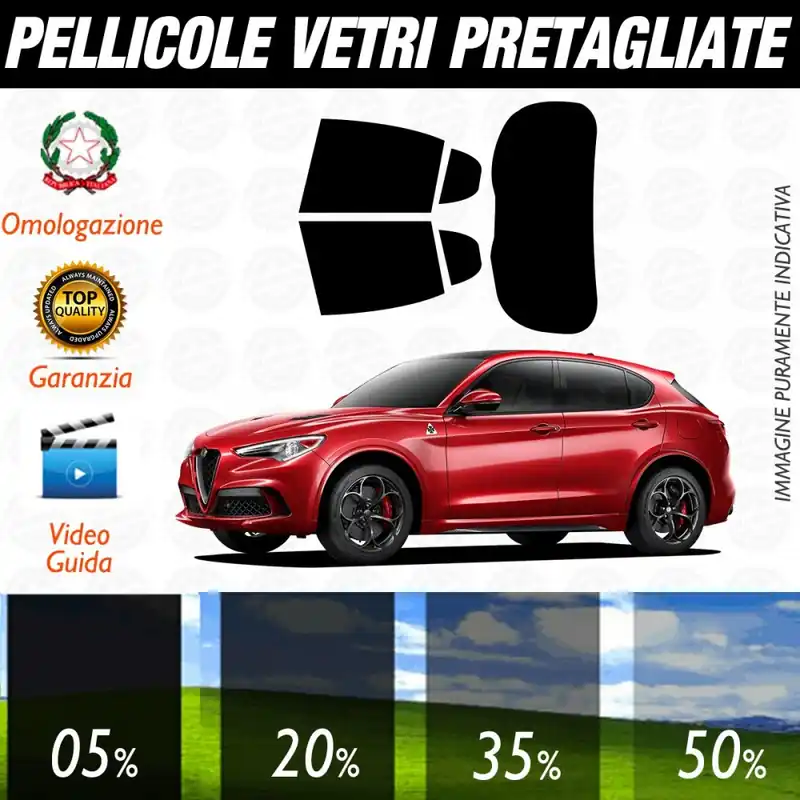 Alfa Romeo Stelvio dal 2017 ad OGGI Pellicole Oscuramento Vetri Auto Pre Tagliate a Misura Ultime Pezzi