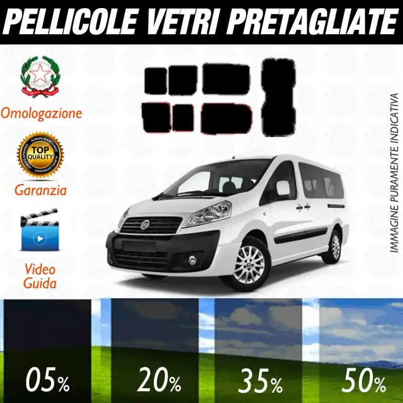 Fiat Scudo dal 2007 al 2008 Pellicole Oscuramento Vetri Posteriori Auto Pre Tagliate a Misura Plotter Novità