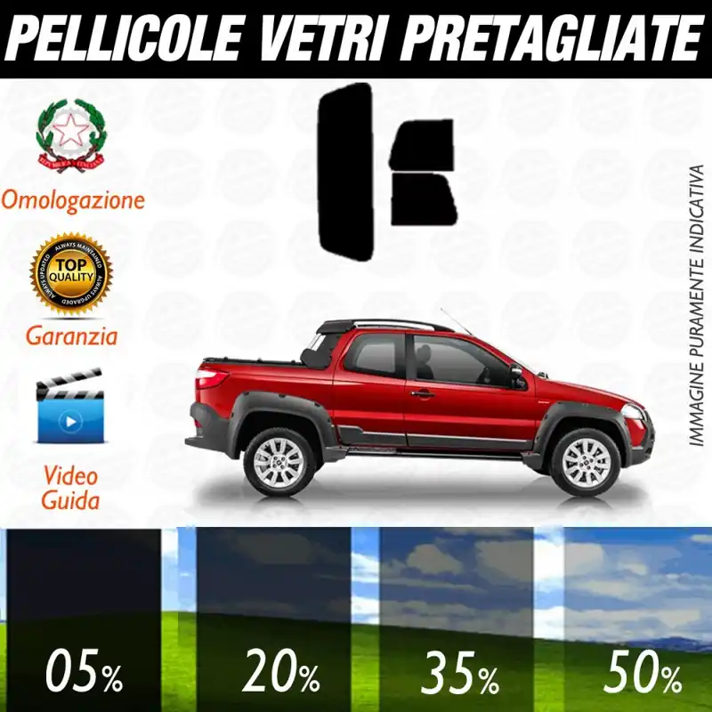 Fiat Strada Extended Cab dal 2002 al 2006 Pellicole Oscuramento Vetri Posteriori Auto Pre Tagliate a Misura Plotter Spedito Oggi