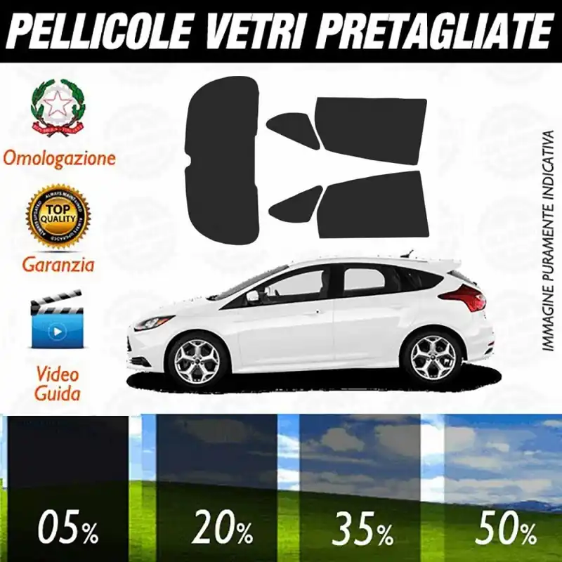 Ford Focus 5P dal 2011 al 2018 Pellicole Oscuramento Vetri Auto Pre Tagliate a Misura Ultime Pezzi