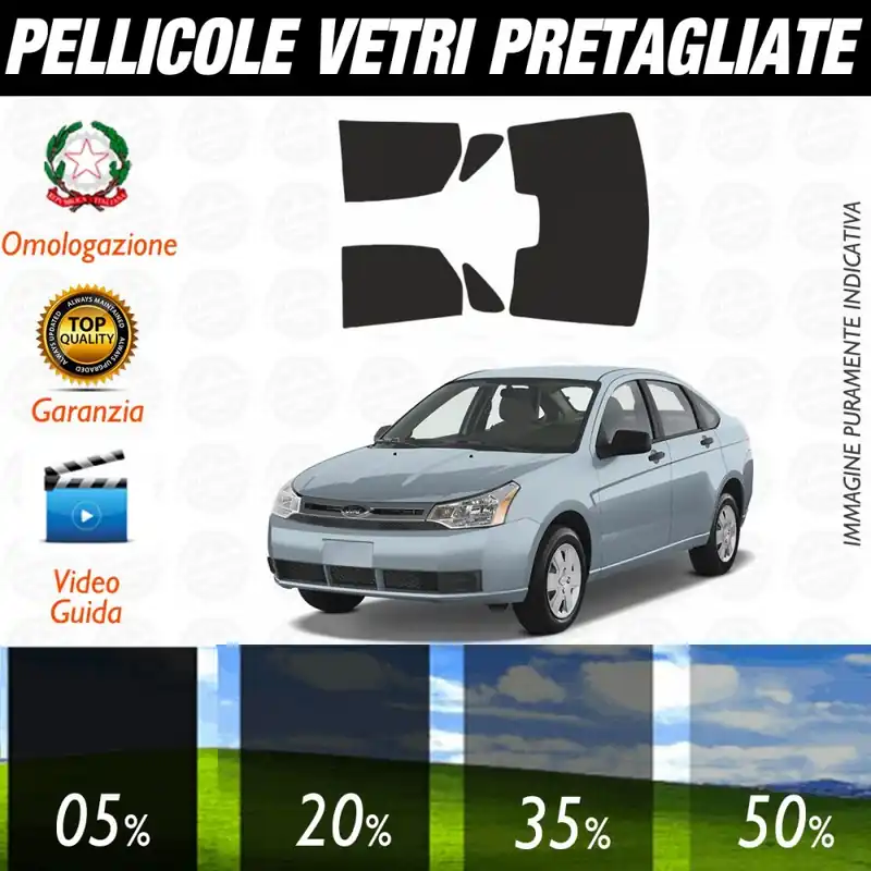 Ford Focus Berlina dal 2007 al 2010 Pellicole Oscuramento Vetri Posteriori Auto Pre Tagliate a Misura Novità
