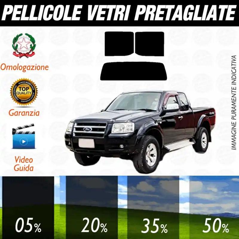 Ford Ranger 4P dal 2007 al 2008 Pellicole Oscuramento Vetri Posteriori Auto Pre Tagliate a Misura Prezzo Basso