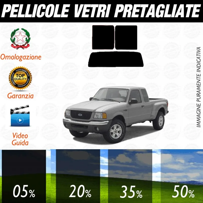 Ford Ranger 4P dal 2001 al 2006 Pellicole Oscuramento Vetri Posteriori Auto Pre Tagliate a Misura Promozione