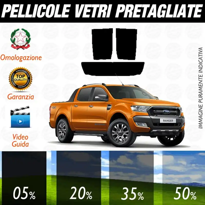 Ford Ranger Wild Track dal 2016 ad OGGI Pellicole Oscuramento Vetri Posteriori Auto Pre Tagliate a Misura Super Prezzo