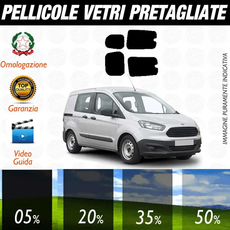 Ford Transit Courrier dal 2014 ad OGGI Pellicole Oscuramento Vetri Posteriori Auto Pre Tagliate a Misura Plotter Super Prezzo