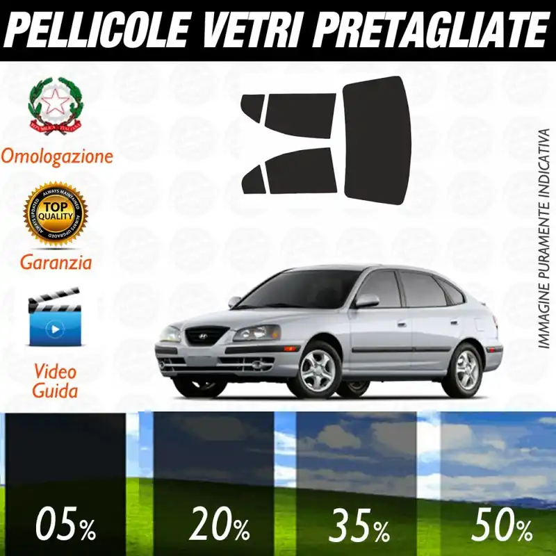 Reso Gratuito Hyundai Elantra Berlina dal 2001 al 2006 Pellicole Oscuramento Vetri Auto Pre Tagliate a Misura