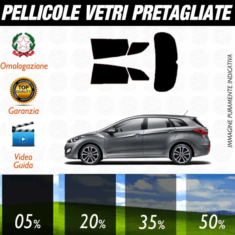 Hyundai I 30 Sw dal 2013 al 2017 Pellicole Oscuramento Vetri Auto Pre Tagliate a Misura Reso Gratuito