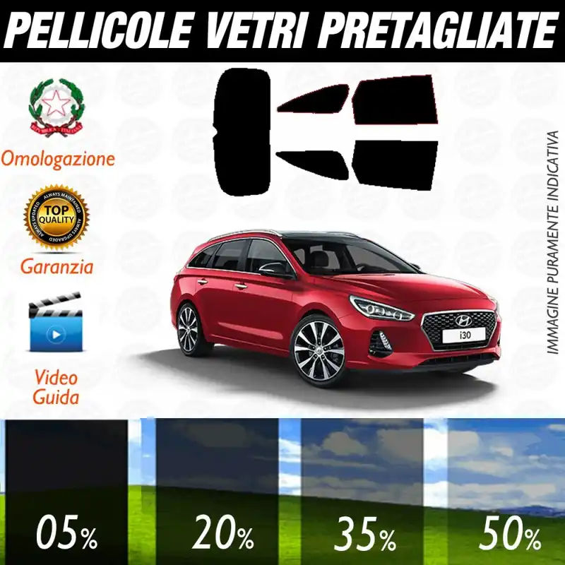 Esclusivo Hyundai I 30 Sw dal 2018 ad OGGI Pellicole Oscuramento Vetri Auto Pre Tagliate a Misura