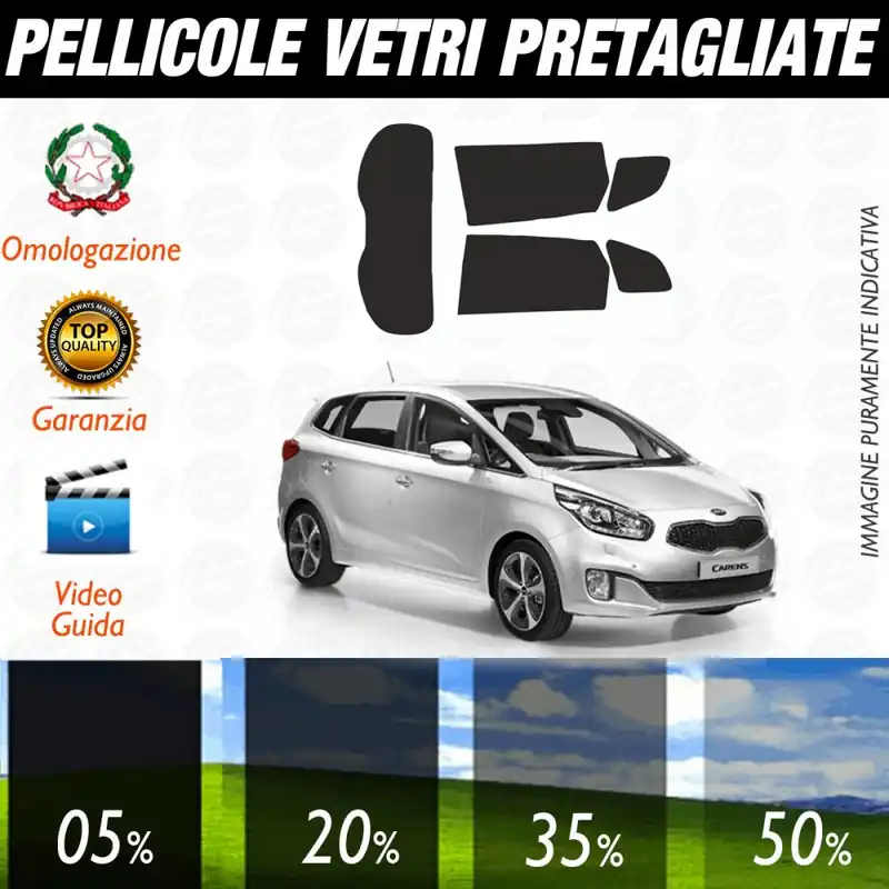 Esclusivo Kia Carens dal 2013 ad OGGI Pellicole Oscuramento Vetri Auto Pre Tagliate a Misura