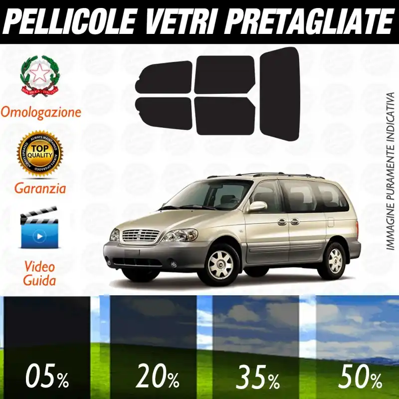 Kia Carnival dal 2001 al 2007 Pellicole Oscuramento Vetri Auto Pre Tagliate a Misura Compra Adesso