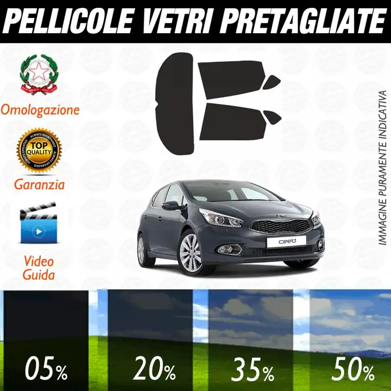 Ultime Pezzi Kia Ceed 5P dal 2012 al 2017 Pellicole Oscuramento Vetri Auto Pre Tagliate a Misura