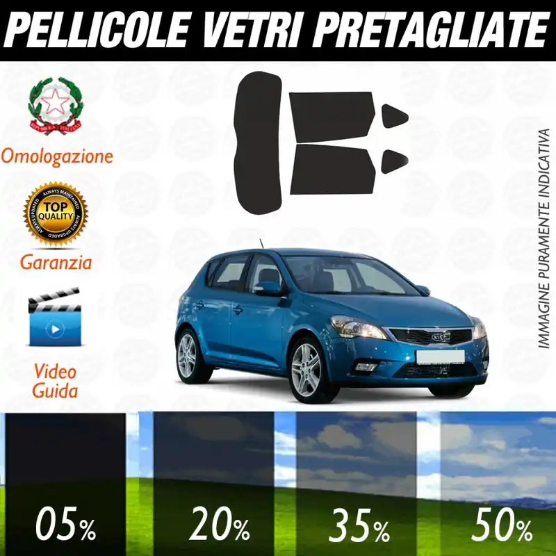 Esclusivo Kia Ceed 5P dal 2008 al 2010 Pellicole Oscuramento Vetri Auto Pre Tagliate a Misura