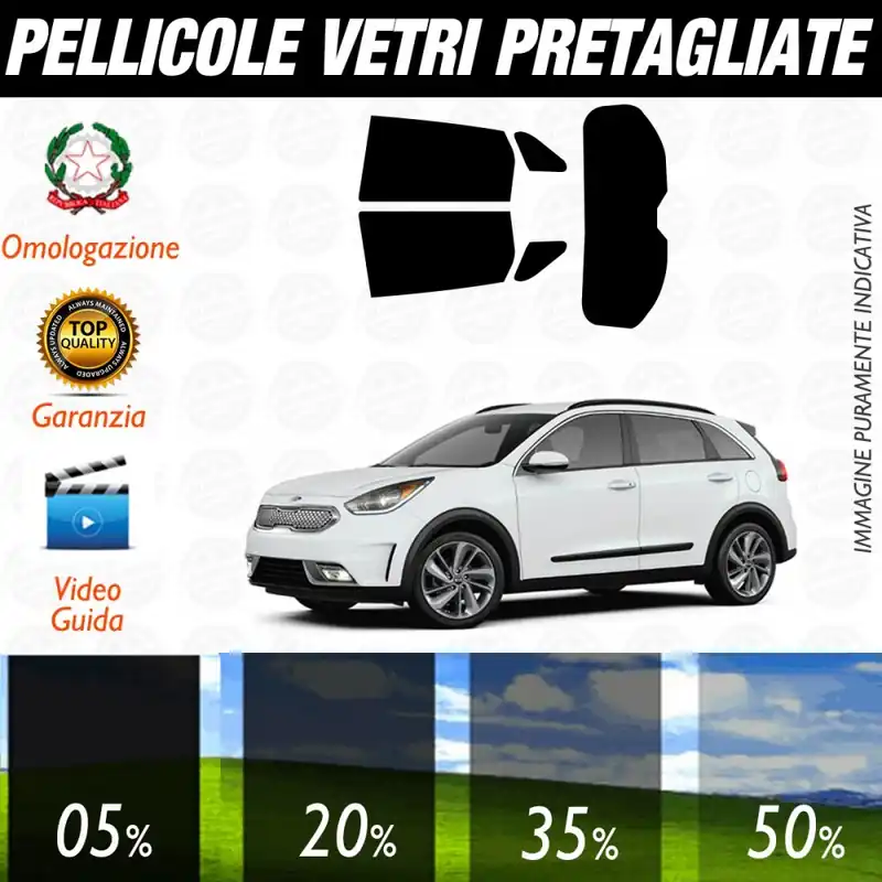 Kia Niro dal 2016 ad OGGI Pellicole Oscuramento Vetri Auto Pre Tagliate a Misura Popolare