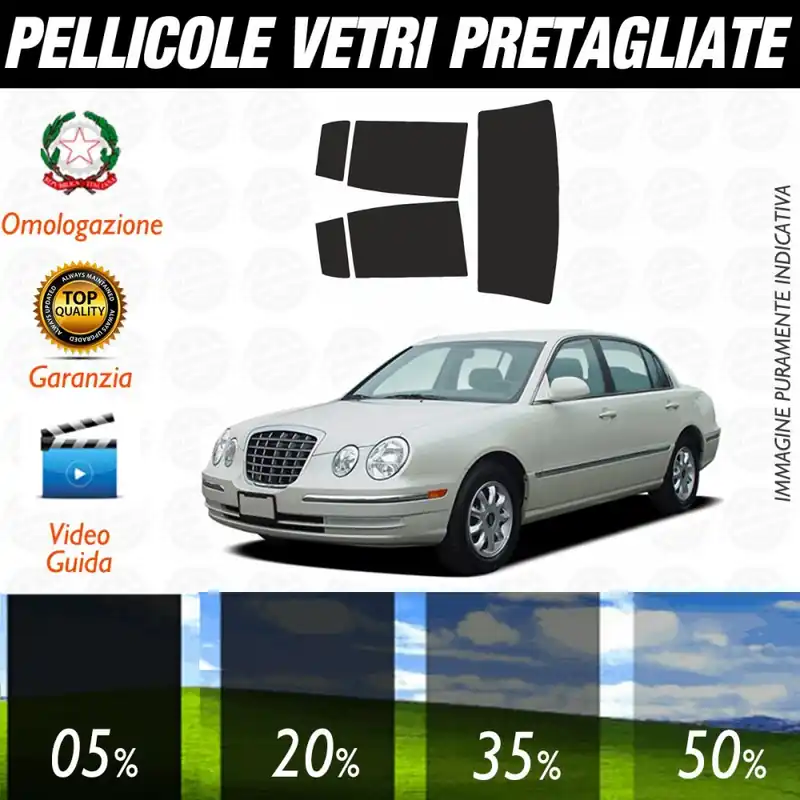 Kia Opirus dal 2003 al 2006 Pellicole Oscuramento Vetri Auto Pre Tagliate a Misura Ultime Pezzi