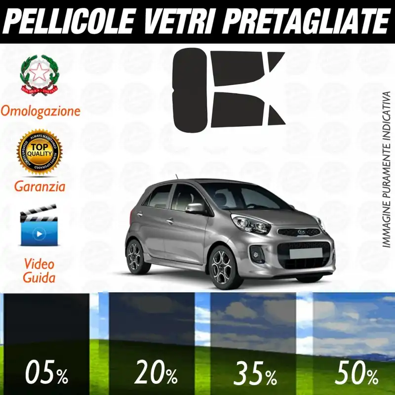 Consegna Rapida Kia Picanto dal 2011 al 2016 Pellicole Oscuramento Vetri Auto Pre Tagliate a Misura
