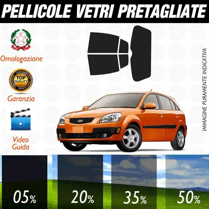 Kia Rio Hatch dal 2005 al 2006 Pellicole Oscuramento Vetri Auto Pre Tagliate a Misura Sconto