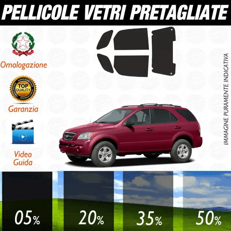 Professionale Kia Sportage dal 2004 al 2006 Pellicole Oscuramento Vetri Auto Pre Tagliate a Misura
