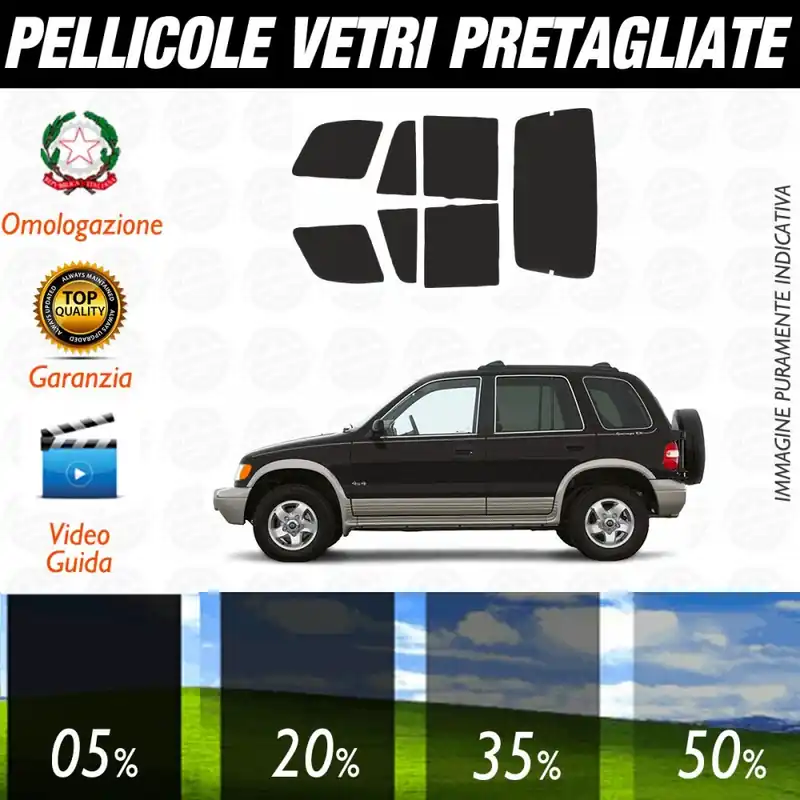 Kia Sportage dal 1996 al 2003 Pellicole Oscuramento Vetri Auto Pre Tagliate a Misura Offerta