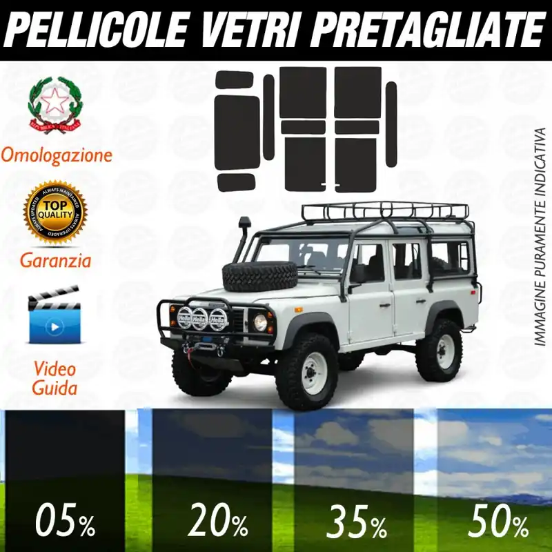 Land Rover Defender 4P dal 1994 al 2009 Pellicole Oscuramento Vetri Auto Pre Tagliate a Misura Occasione Imperdibile