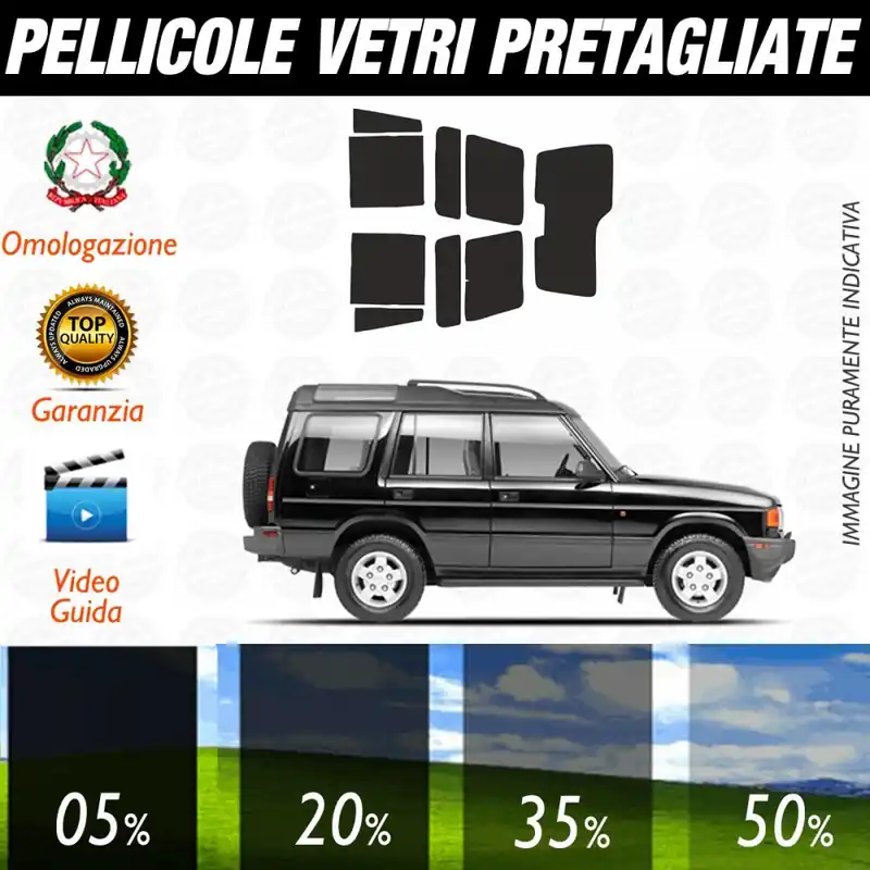 Land Rover Discovery dal 1999 al 2004 Pellicole Oscuramento Vetri Auto Pre Tagliate a Misura Promo Stagionale