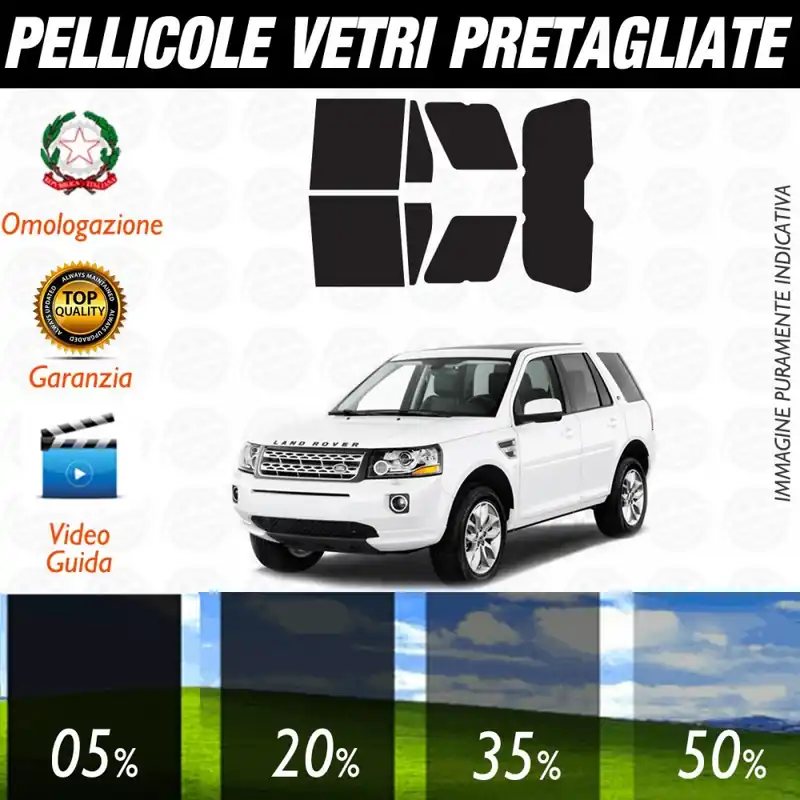 Esclusivo Land Rover Freelander 5P dal 2006 ad OGGI Pellicole Oscuramento Vetri Auto Pre Tagliate a Misura