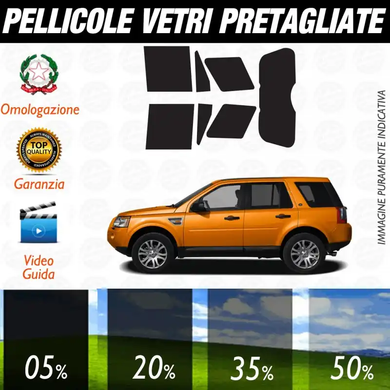 Land Rover LR2 dal 2008 ad OGGI Pellicole Oscuramento Vetri Auto Pre Tagliate a Misura Esclusivo