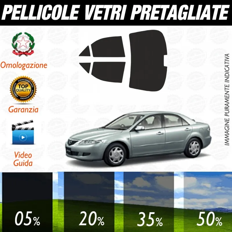 Mazda 6 Berlina dal 2002 al 2007 Pellicole Oscuramento Vetri Auto Pre Tagliate a Misura Più Venduto