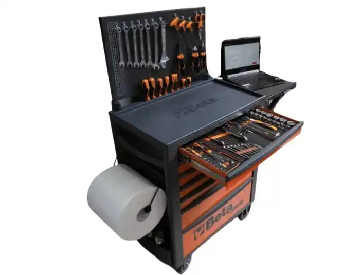Beta carrello arancio RSC24 7 cassetti con porta carta, porta documenti e mensola Prezzo Conveniente