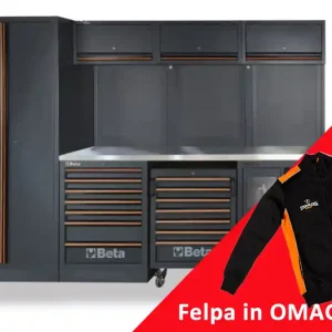Spedito Oggi Arredamento modulare per officina Beta C45PROX con piano in acciaio inox + felpa in OMAGGIO
