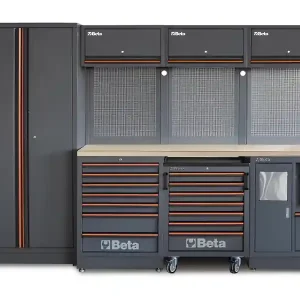 Arredo Beta C45PRO 2.0 W per officina 2955x645x2000mm con piano di lavoro in legno Prezzo Conveniente