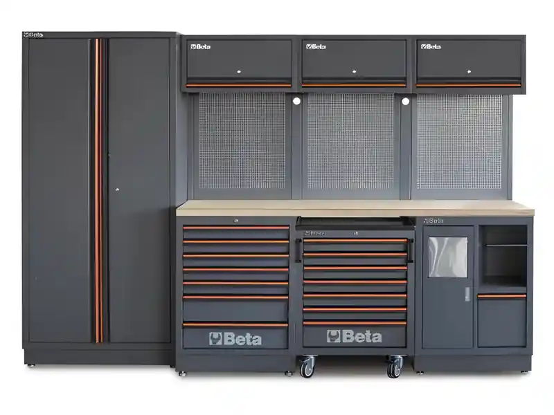 Arredo Beta C45PRO 2.0 W per officina 2955x645x2000mm con piano di lavoro in legno Prezzo Conveniente
