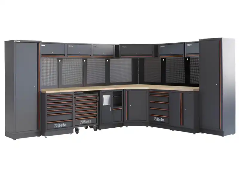 Arredo Beta C45PRO 2.0 DW per officina 3718/3038x645x2000mm con piano di lavoro in legno Occasione