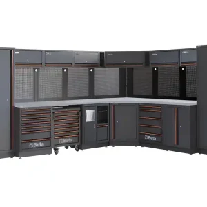 Arredo Beta C45PRO 2.0 DX per officina 3718/3038x645x2000mm con piano di lavoro in acciaio Offerta Lampo