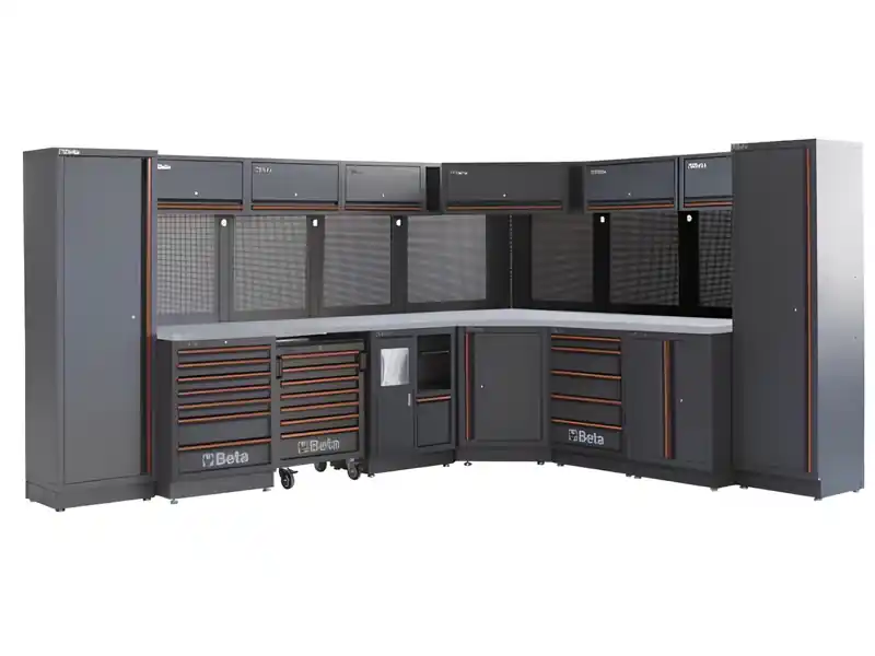 Arredo Beta C45PRO 2.0 DX per officina 3718/3038x645x2000mm con piano di lavoro in acciaio Offerta Lampo