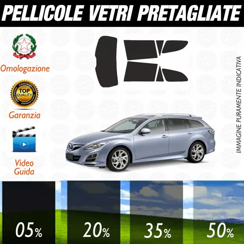 Mazda 6 Sw dal 2008 al 2011 Pellicole Oscuramento Vetri Auto Pre Tagliate a Misura Compra Adesso
