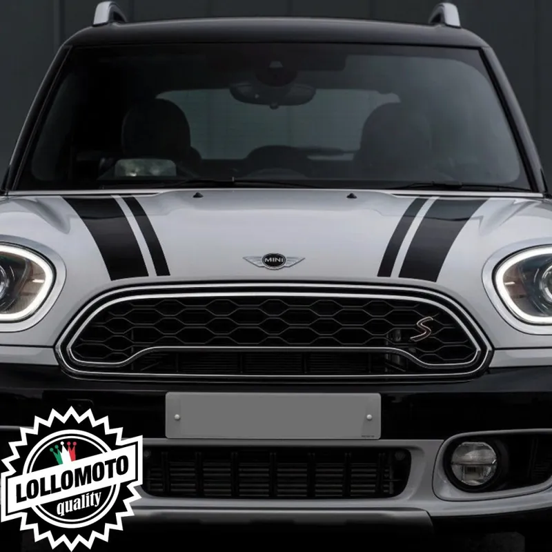 Reso Gratuito Strisce Cofano Mini 2018 Countryman Cooper One S Sd JCW Adesive Intagliate Auto Bonnet Bande Tuning Decal Stickers