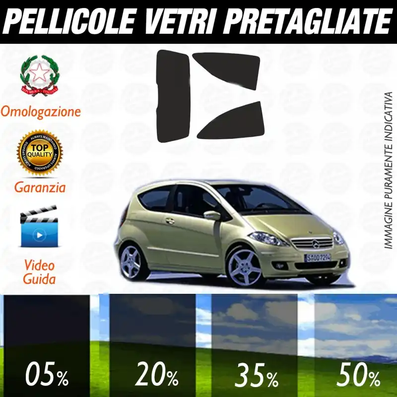 Soddisfatti O Rimborsati Mercedes Classe A 3 Porte dal 2004 al 2009 Pellicole Oscuramento Vetri Auto Pre Tagliate a Misura Posteriore