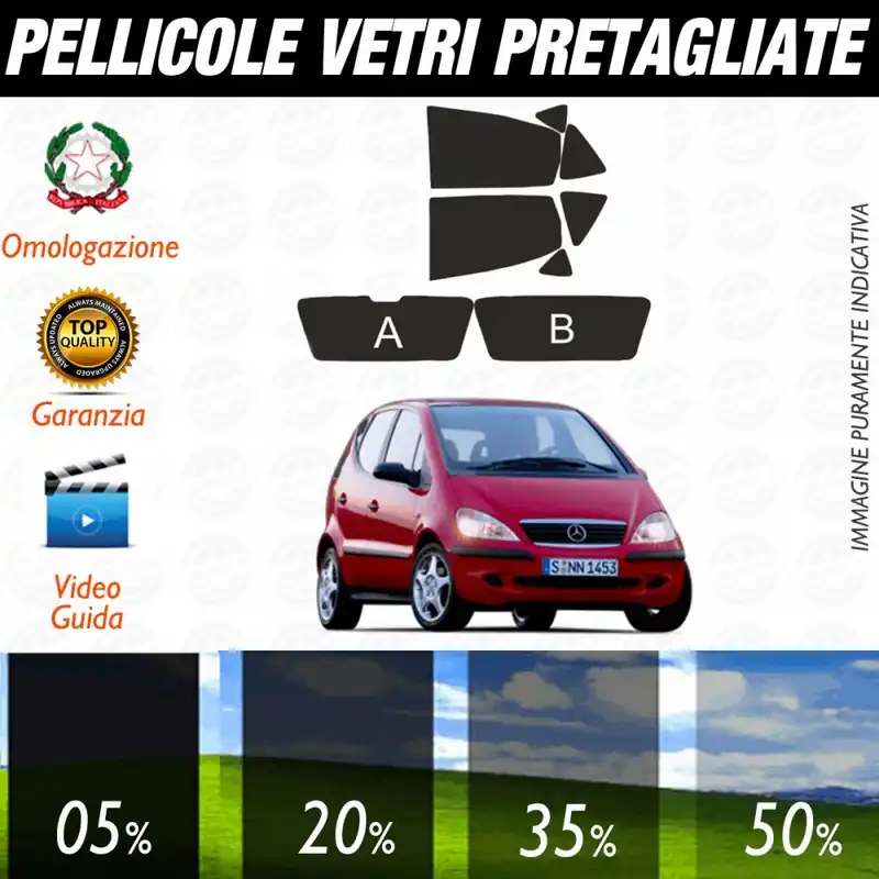Miglior Prezzo Mercedes Classe A LONG 5 Porte dal 1998 al 2004 Pellicole Oscuramento Vetri Auto Pre Tagliate a Misura Posteriore