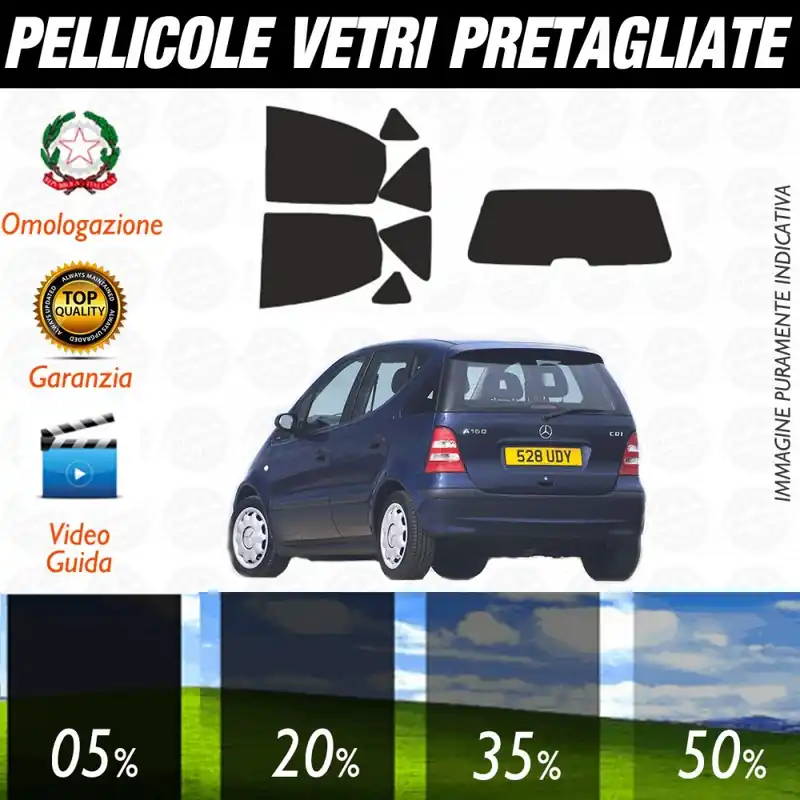 Non Perdere Mercedes Classe A SHORT 5 Porte dal 1998 al 2004 Pellicole Oscuramento Vetri Auto Pre Tagliate a Misura Posteriore