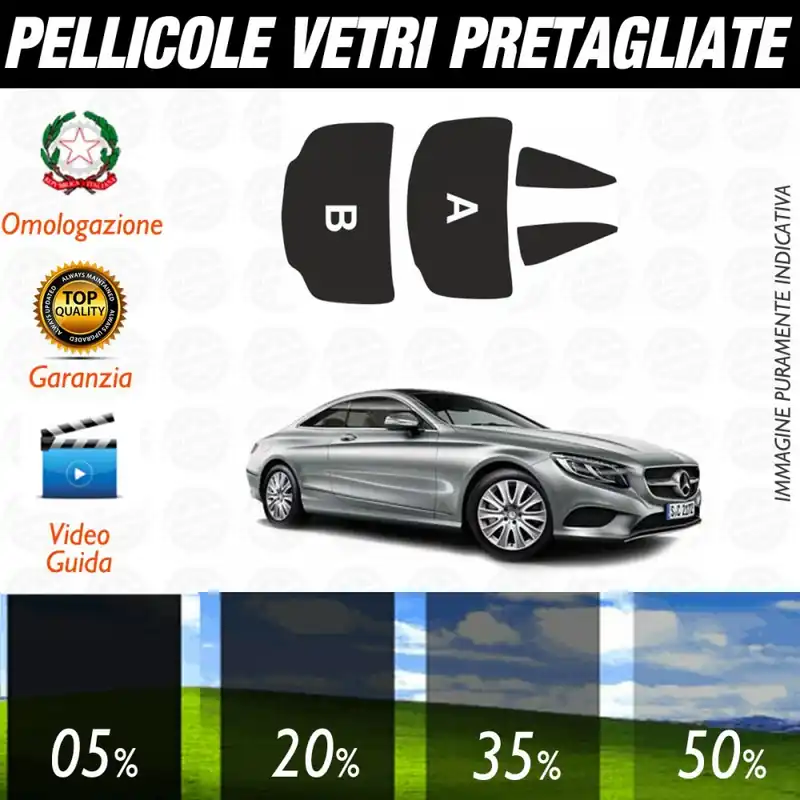 Mercedes Classe C Coupè dal 2016 ad OGGI Pellicole Oscuramento Vetri Auto Pre Tagliate a Misura Posteriore Ultime Pezzi