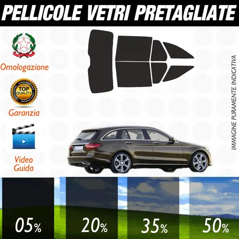 Vendita Finale Mercedes Classe C SW dal 2015 ad OGGI Pellicole Oscuramento Vetri Auto Pre Tagliate a Misura Posteriore