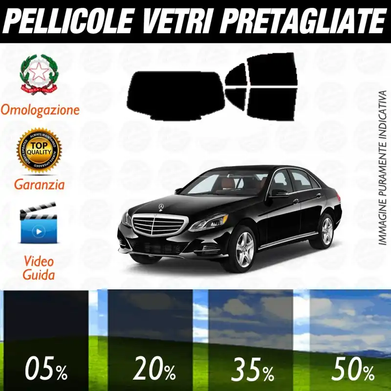 Mercedes Classe E Berlina 350 dal 2010 al 2016 Pellicole Oscuramento Vetri Auto Pre Tagliate a Misura Posteriore Professionale
