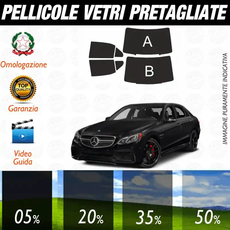 Mercedes Classe E Berlina 63 AMG dal 2011 al 2016 Pellicole Oscuramento Vetri Auto Pre Tagliate a Misura Posteriore Professionale