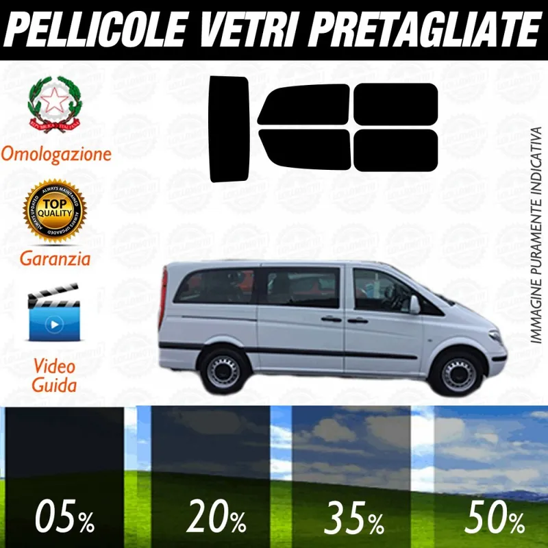 Mercedes Vito Traveliner dal 2004 al 2006 Pellicole Oscuramento Vetri Auto Pre Tagliate a Misura Posteriore Di Tendenza